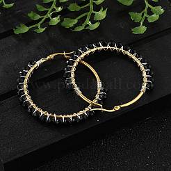 Серьги-кольца с бусинами&nbsp;EJEW-JE03830-04