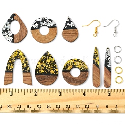 Наборы для самостоятельного изготовления сережек из непрозрачной смолы и орехового дерева&nbsp;DIY-FS0007-84