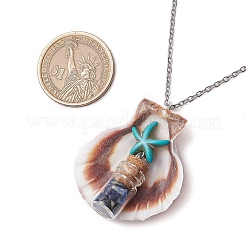 8 шт. 8 стиля ожерелья с подвесками в виде морской звезды из натуральной ракушки и окрашенной синтетической бирюзы&nbsp;NJEW-JN05225