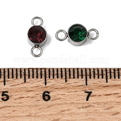 12 шт. плоские круглые подвески-соединители со стразами из нержавеющей стали 304&nbsp;STAS-H247-02P