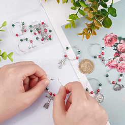 20 шт. 10 стиля латунных серег-колец со стеклянным жемчугом для женщин&nbsp;AJEW-BC0003-16