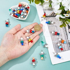 30 шт. 10-х цветные бусины ручной работы в технике лэмпворк с подвесками из стеклянных жемчужин в виде круглых бусин&nbsp;PALLOY-FH00165