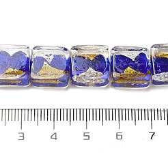 Бусины ручной работы из золотой и серебряной фольги в технике лэмпворк&nbsp;FOIL-C001-01A-06