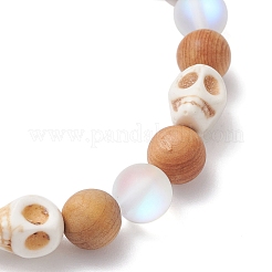 Браслеты из натуральных круглых бусин из дерева для женщин&nbsp;BJEW-JB12588