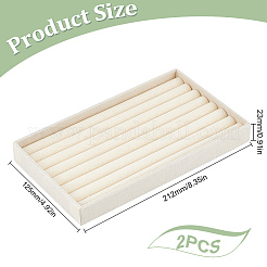 Прямоугольные бархатные лотки для хранения обручальных колец с 7 слотом&nbsp;AJEW-WH0471-129B