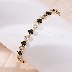 Латунные ромбовидные кубические циркониевые ожерелья-чашки для женщин&nbsp;NJEW-U033-01G-03