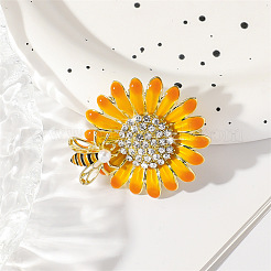 Эмалевые броши в виде подсолнуха и пчелы&nbsp;PW-WG45BEB-01