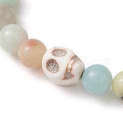 Эластичные браслеты из круглых натуральных цветов амазонита диаметром 8.5 мм&nbsp;BJEW-JB10466-01