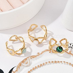 Полое сердце из нержавеющей стали 304 открытые манжетные кольца&nbsp;RJEW-Z078-16G