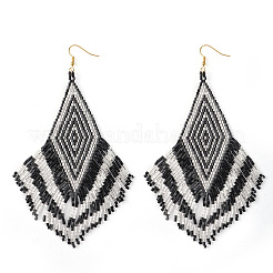 Серьги-кисточки из стеклянного бисера ручной работы&nbsp;JF5291-1