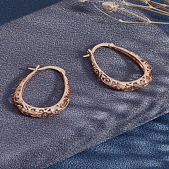 1 пара овальных серег-колец из латуни для женщин&nbsp;EJEW-LP0001-36KCG