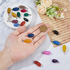 20 шт. подвески из натурального агата двух цветов&nbsp;G-FH0002-43