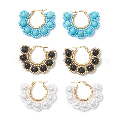 Круглые серьги-кольца с ракушечным жемчугом&nbsp;EJEW-MZ00662