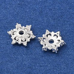 S925 серебряные колпачки для бусин с кубическим цирконием&nbsp;STER-A047-06S