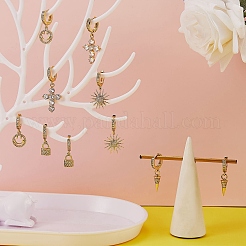 Прозрачные серьги-кольца Huggie с висячим замком из кубического циркония&nbsp;EJEW-SW00005-06