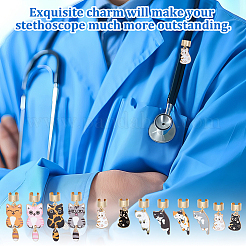 12 шт. 12 стиля кошачий сплав эмалированный стетоскоп подвеска украшения&nbsp;HJEW-OC00132