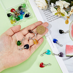 20 шт. 10-х цветные стеклянные подвесные украшения в форме сердца&nbsp;HJEW-HS00042