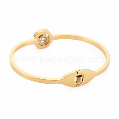 Кристалл горный хрусталь плоский круглый браслет с римскими цифрами&nbsp;BJEW-N017-011LG