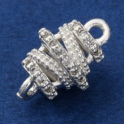 Латунные микро-паве прозрачные кубические цирконии полые овальные соединительные подвески&nbsp;KK-A230-05C-S