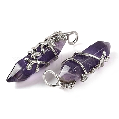 Подвески с двойным наконечником из натурального аметиста&nbsp;G-C144-03P-02