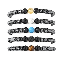 Женские браслеты из натуральных и синтетических бусин смешанного драгоценного камня&nbsp;BJEW-JB12843