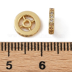 Плоские круглые латунные микропаве прозрачные кубические циркониевые бусины&nbsp;KK-R224-13G-01