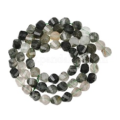 Нити бусин из натурального зеленого рутилированного кварца&nbsp;G-P611-C23-01