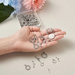 Сплавочные застежка тоггл тибетского стиля&nbsp;PALLOY-TA0001-47AS