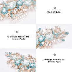 Расчески для волос из сплава со стразами и жемчугом&nbsp;MRMJ-WH0077-061LG