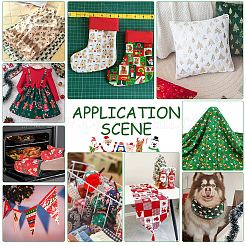 Хлопчатобумажные ткани с рождественской тематикой&nbsp;DIY-WH0622-374A