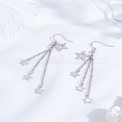 1 пара серег-кисточек в форме звезды из латуни&nbsp;EJEW-LP0007-113P