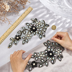 2 шт. 2 стиля цветка полиэстер и стекло и пластик жемчуг вышивка пришивные украшения аксессуары&nbsp;PATC-MA0001-46