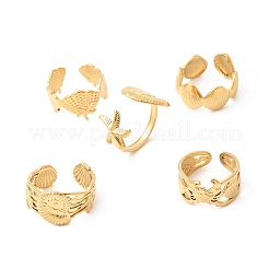 Открытые манжеты Ocean 5 шт. из нержавеющей стали 304 для женщин&nbsp;RJEW-K313-06G