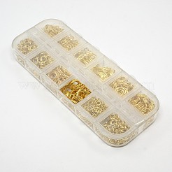 1 кольца прыжок коробка латунь&nbsp;KK-X0059-G-B