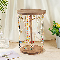 Вращающаяся круглая деревянная ювелирная витрина-органайзер для ожерелий подвесная стойка-башня NDIS-TAC0001-01A