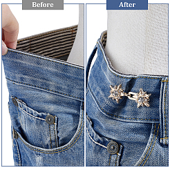 10 шт. 2-цветные регулируемые булавки для джинсов из сплава со звездами&nbsp;AJEW-ME0002-24