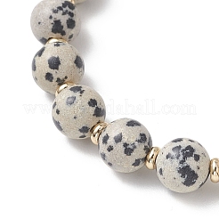 Круглые браслеты из натурального далматинского яшмы&nbsp;BJEW-JB13450