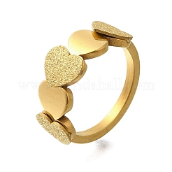 Кольцо из нержавеющей стали 304 с текстурированным сердцем для женщин&nbsp;RJEW-L126-15B-G