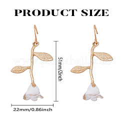 1 пара серег-подвесок с эмалью из цинкового сплава в форме цветка розы&nbsp;EJEW-LP0009-13