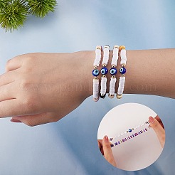 12 шт. 12 цвета ручной работы из полимерной глины heisih браслеты из бисера стрейч набор с сглаза&nbsp;BJEW-SW00034