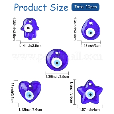 10 шт. 5 стиля подвески ручной работы лэмпворк от сглаза&nbsp;LAMP-YW0004-12-1