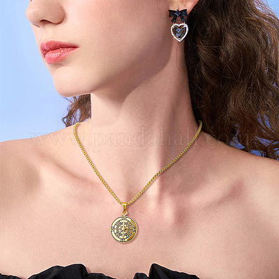 3 шт. набор из 3-х цветных кулонов-компасов из нержавеющей стали 304&nbsp;NJEW-FI0001-51-1