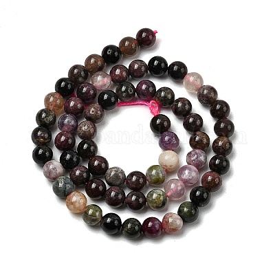 Круглые нити из натуральных разноцветных турмалиновых бусин&nbsp;G-K068-13-6mm-01-1
