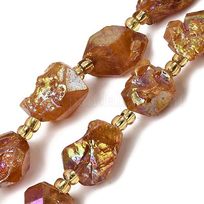 Гальванизированные нити из необработанных натуральных аметистов&nbsp;G-Z131-J02-05-1