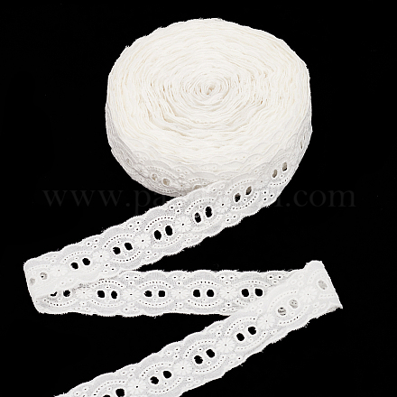 15 ярд хлопковых кружевных лент с цветочной вышивкой SRIB-WH0011-178-1