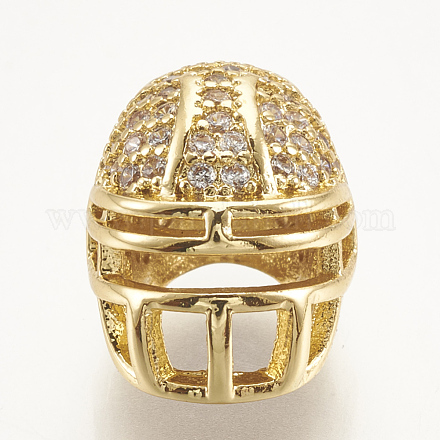 Латунный микро pave кубический цирконий футбольный шлем бусы ZIRC-S061-52G-1