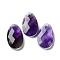 Natural Amethyst Pendants, Faceted Teardrop Charms, 30x18x6mm, Hole: 1.5mm