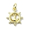 Brass Pendants, Cadmium Free & Nickel Free & Lead Free, Real 18K Gold Plated, Anchor & Helm, 15.5x12.5x1.5mm, Hole: 3mm