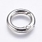 Zinc Alloy Spring Gate Rings, O Rings, Platinum, 6 Gauge, 33.8~35x4mm, Inner Diameter: 25.8~27mm
