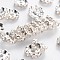 Brass Crystal Rhinestone Spacer Beads, Beads, Grade B, Wavy Edge, Rondelle, Silver, 10x4mm, Hole: 2mm